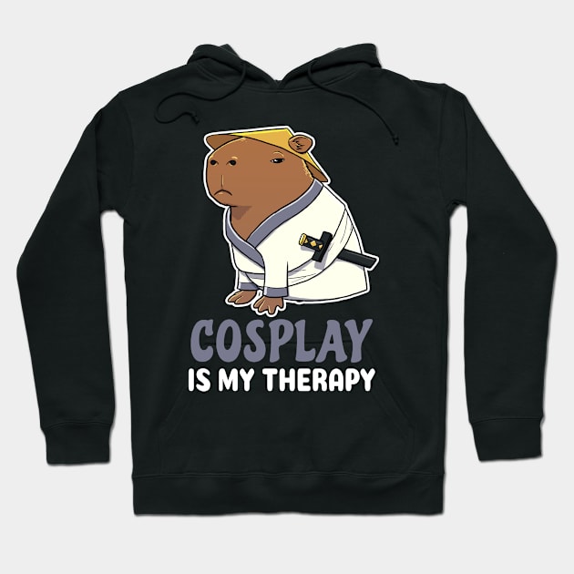 Cosplay is my therapy cartoon Capybara Samurai Hoodie by capydays